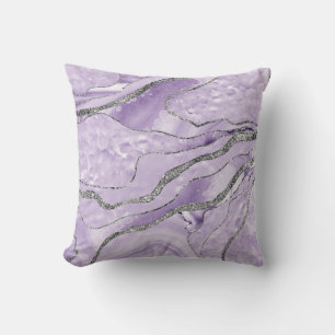 Lavender Agate Silver Glitter Glam #1  Cushion