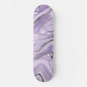 Lavender Agate Silver Glitter Glam #1  Skateboard