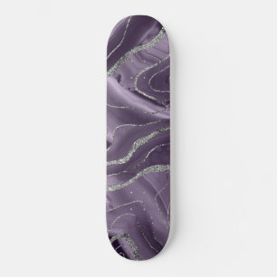 Lavender Agate Silver Glitter Glam #1 Skateboard