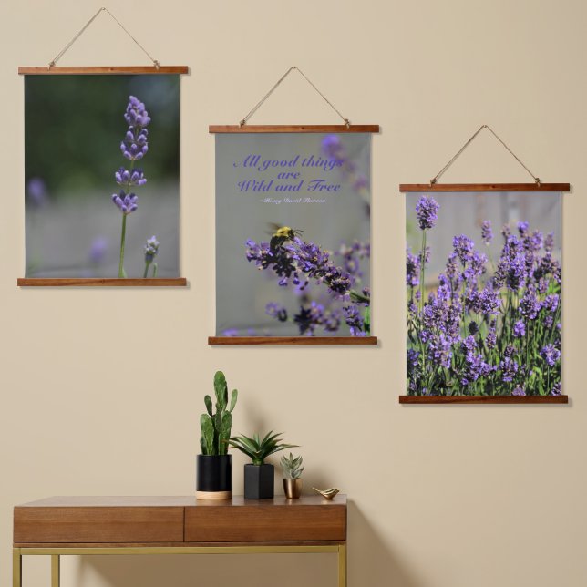 Lavender All Good Things Wild and Free Bumblebee Hanging Tapestry (Asymmetrical)