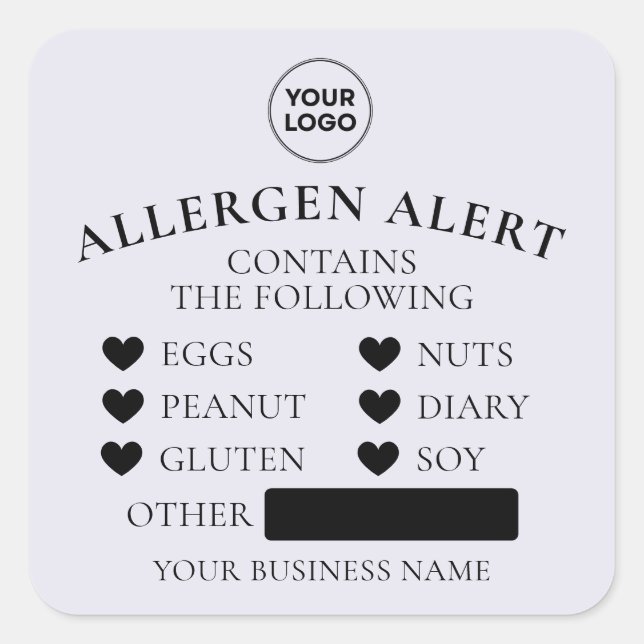 Lavender Allergy Alert Bakery Cake Food Sticker (Front)