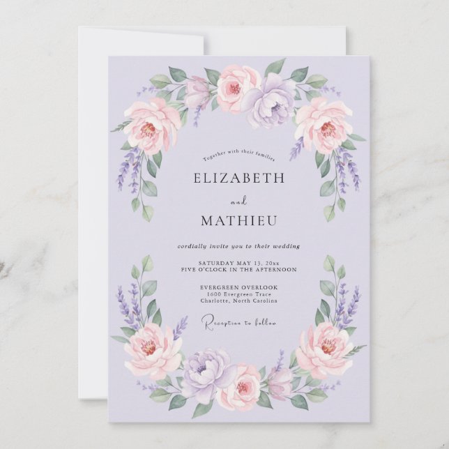 Lavender Alluring Romantic Wedding Invitation (Front)