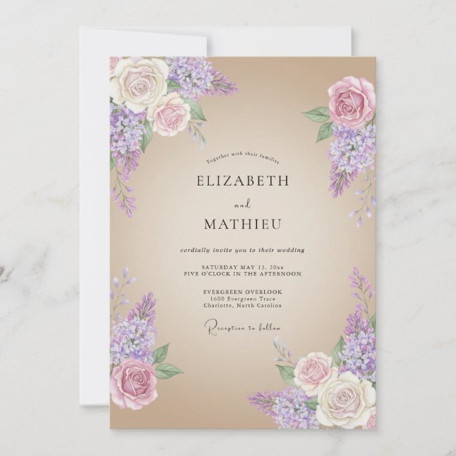 Lavender Alluring Rustic Wedding Invitation (Front)