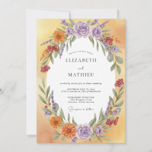 Lavender Amber Garland Wedding Invitation