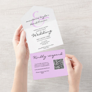 Lavender Ampersand QR Code All In One Invitation