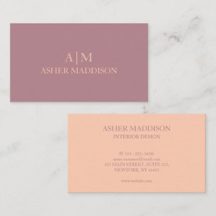 Lavender And Apricot Elegant Minimal Monogram  Business Card