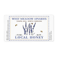 Lavender and Bees Honey Label Dashed Border