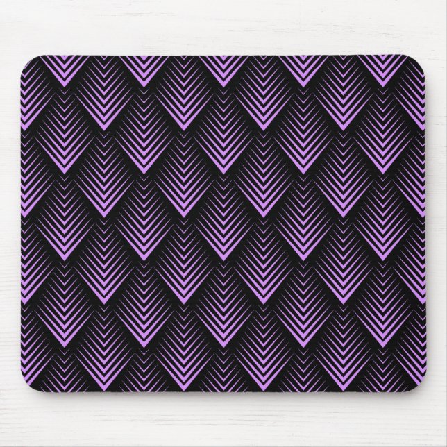 Lavender and black art-deco geometric pattern mouse mat (Front)