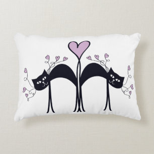 Lavender and Black Cat Accent Pillow