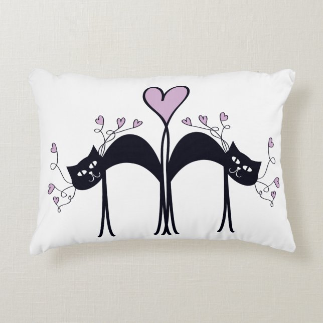 Lavender and Black Cat Accent Pillow (Front)