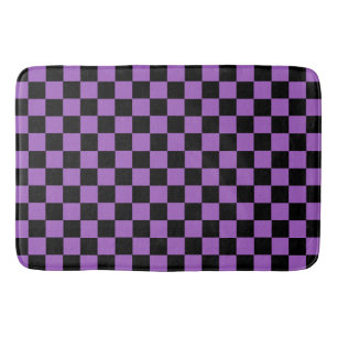 Lavender and Black Checkered Pattern   Bath Mat