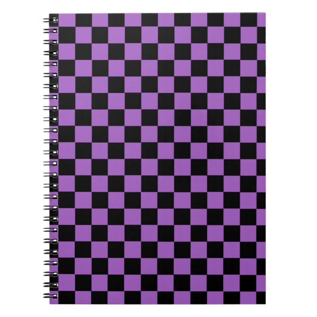 Lavender and Black Checkered Pattern  Notebook (Front)