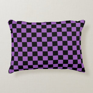 Lavender and Black Chequered Pattern  Decorative Cushion