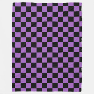 Lavender and Black Chequered Pattern   Fleece Blanket
