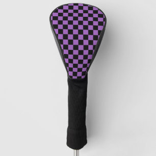 Lavender and Black Chequered Pattern Golf Head Cover