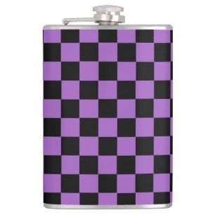 Lavender and Black Chequered Pattern  Hip Flask