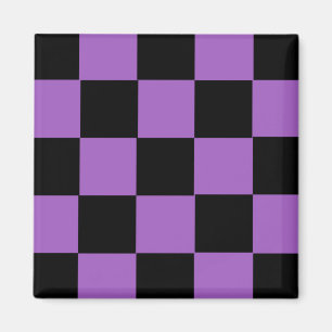 Lavender and Black Chequered Pattern  Magnet