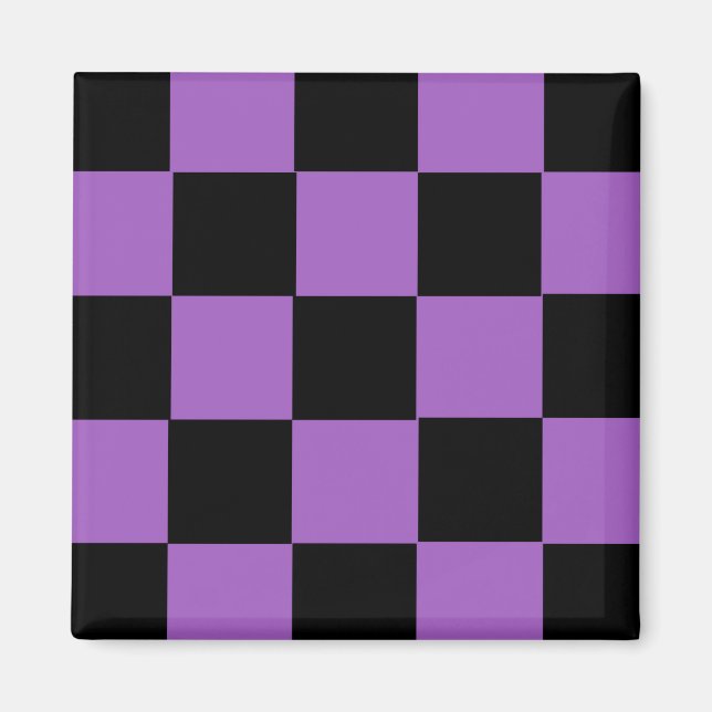 Lavender and Black Chequered Pattern  Magnet (Front)