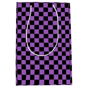Lavender and Black Chequered Pattern Medium Gift Bag