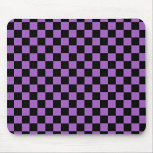 Lavender and Black Chequered Pattern Mouse Mat