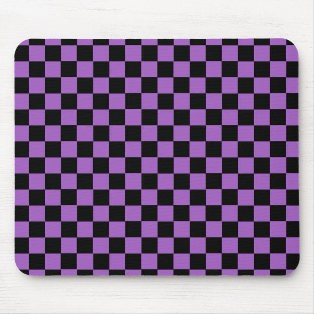 Lavender and Black Chequered Pattern  Mouse Mat (Front)