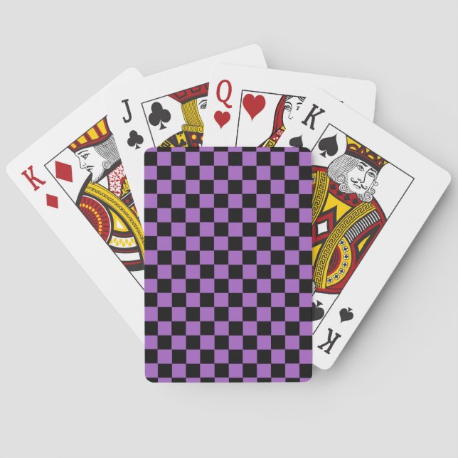 Lavender and Black Chequered Pattern   Playing Cards (Back)