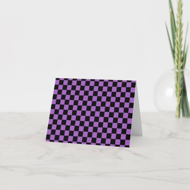 Lavender and Black Chequered Pattern  Postcard (Front)