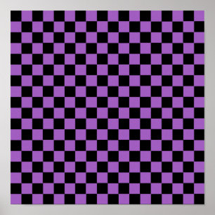 Lavender and Black Chequered Pattern Poster