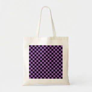 Lavender and Black Chequered Pattern  Tote Bag