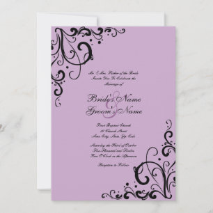 Lavender and Black Flourish Wedding Invitation