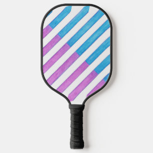 Lavender and Blue Diagonal Stripes Pickleball Paddle