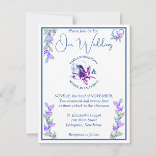 Lavender and Blue Hue Floral Wedding Invitation