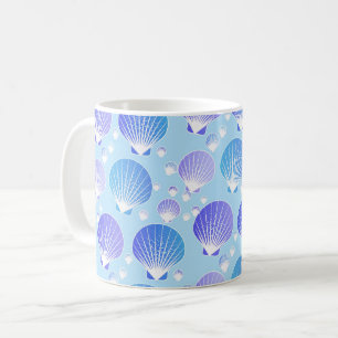 Lavender and Blue Shells on Pale Blue Coffee Mug