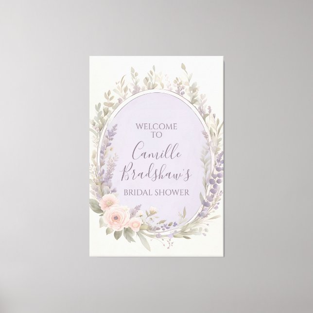 Lavender and Blush Floral Welcome Sign (Front)