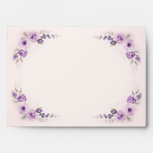Lavender and Blush Rose Wedding Envelope