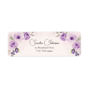 Lavender and Blush Rose Wedding Label