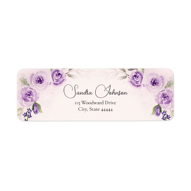 Lavender and Blush Rose Wedding  Label (Front)