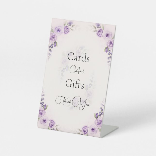 Lavender and Blush Rose Wedding Pedestal Sign (Front)