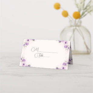 Lavender and Blush Rose Wedding Place Card