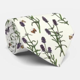Lavender and butterflies on off white tie