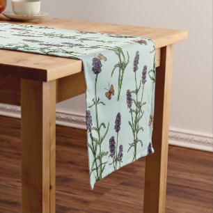 Lavender and butterflies on sea glass short table runner