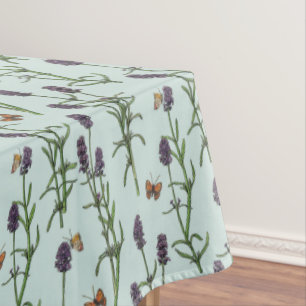 Lavender and butterflies on sea glass tablecloth