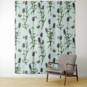 Lavender and butterflies on sea glass tapestry