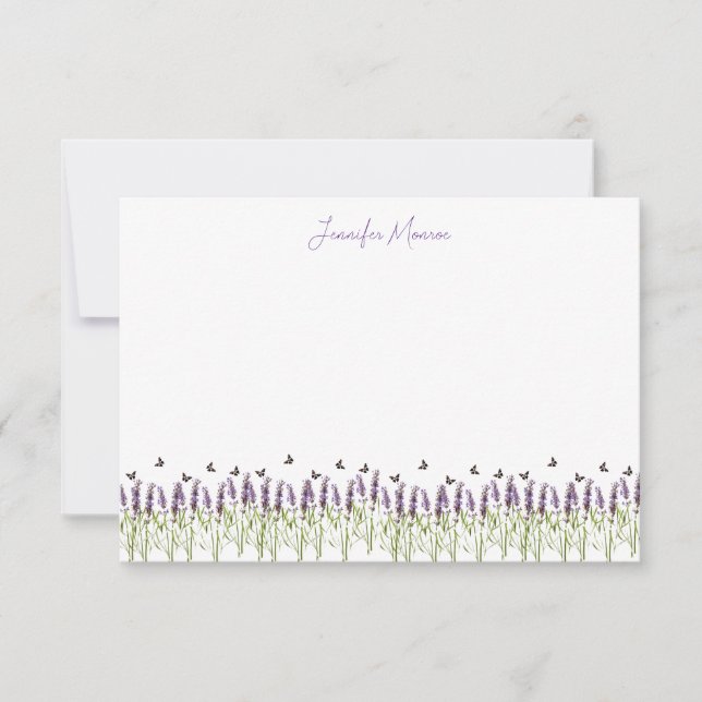 Lavender and butterflies personalised card (Front)