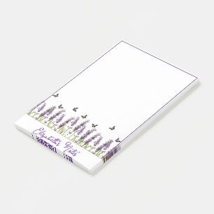 Lavender and butterflies personalised post-it notes