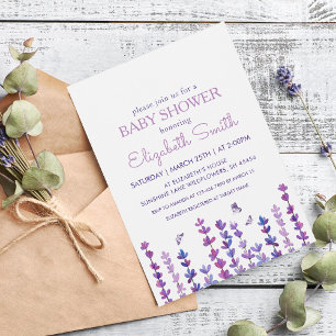 Lavender and Butterfly Baby Shower Invitation