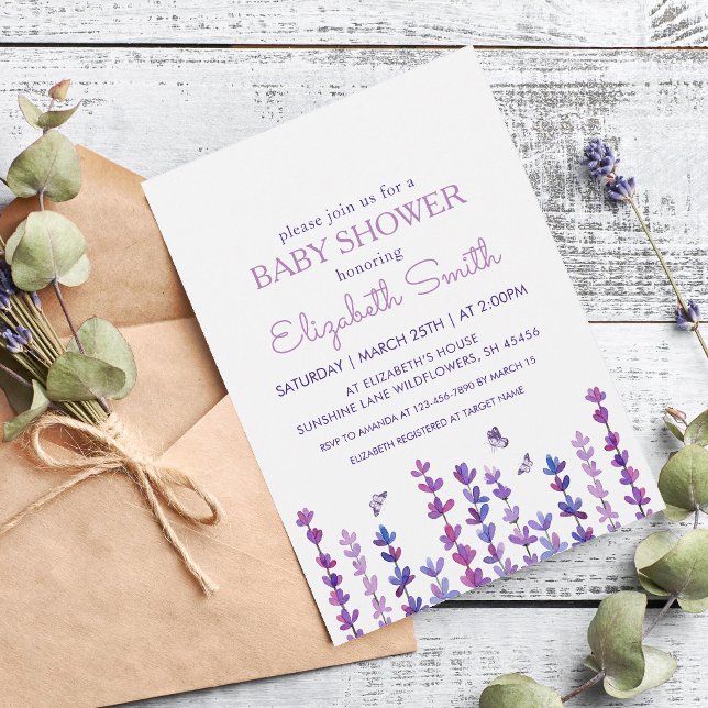 Lavender and Butterfly Baby Shower   Invitation (Creator Uploaded)