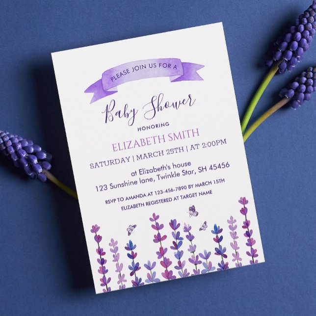 Lavender and Butterfly Baby Shower  Invitation (Creator Uploaded)