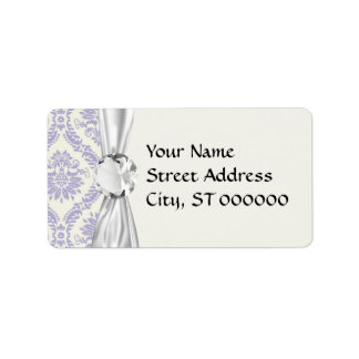 lavender and cream lovely damask label