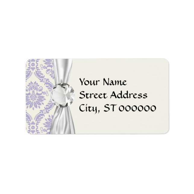 lavender and cream lovely damask label (Front)